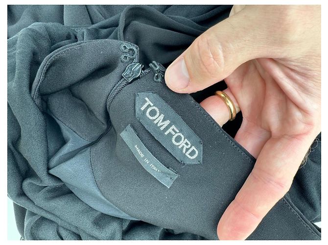 Vestido midi de seda con cadena Tom Ford negro - vista 6