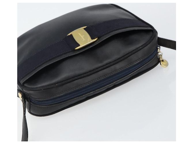 Borsa a Spalla Salvatore Ferragamo Vala in Pelle Blu Navy Oro Auth 143221 D'oro - vista 6