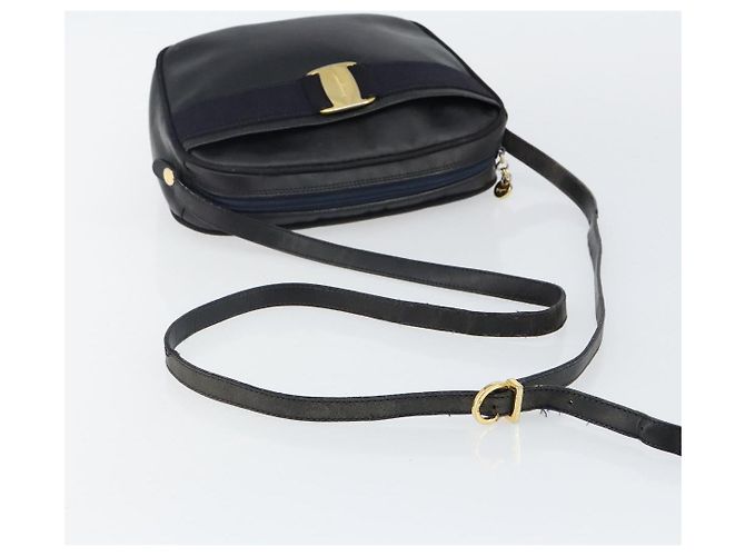 Borsa a Spalla Salvatore Ferragamo Vala in Pelle Blu Navy Oro Auth 143221 D'oro - vista 7