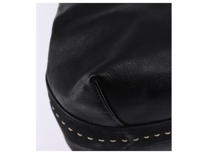 Céline Borsa a mano CELINE in pelle 2 in 1 nera e oro Auth 142840 Nero D'oro - vista 17