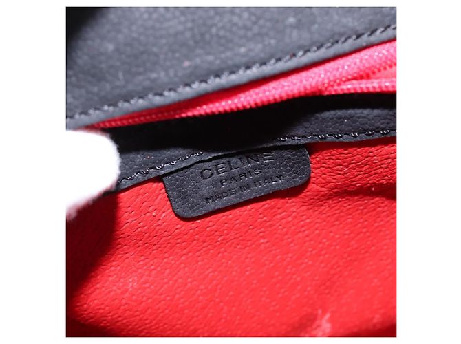Céline Borsa a mano CELINE in pelle 2 in 1 nera e oro Auth 142840 Nero D'oro - vista 18