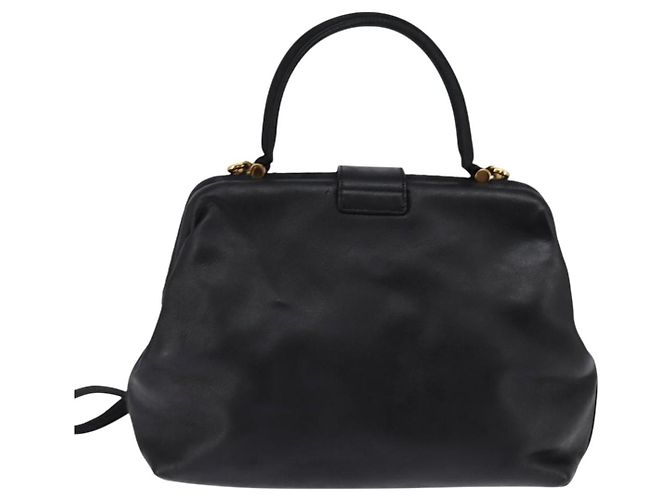 Céline Borsa a mano CELINE in pelle 2 in 1 nera e oro Auth 142840 Nero D'oro - vista 2