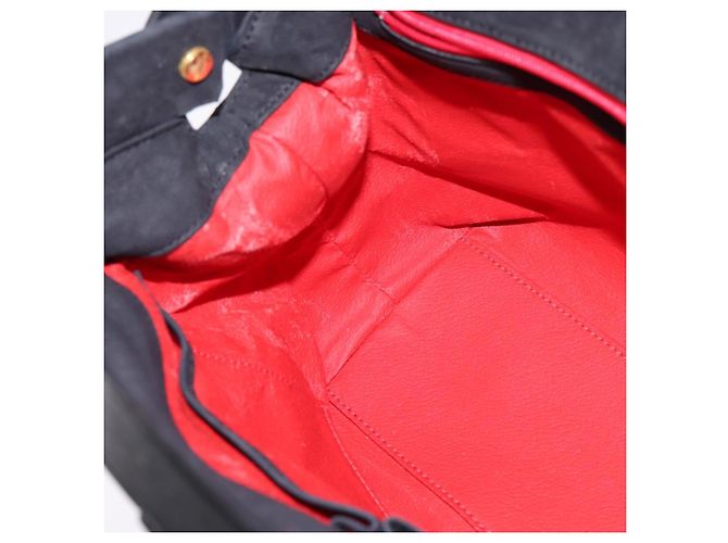Céline Borsa a mano CELINE in pelle 2 in 1 nera e oro Auth 142840 Nero D'oro - vista 20