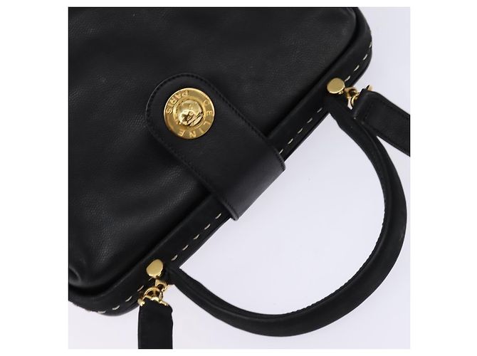 Céline Borsa a mano CELINE in pelle 2 in 1 nera e oro Auth 142840 Nero D'oro - vista 6