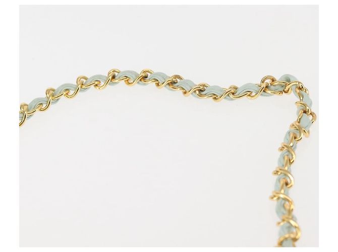 CHANEL Borsa a Spalla Matelassé in Pelle di Agnello Azzurro Chiaro Oro CC Auth bs29467 D'oro Blu chiaro - vista 14