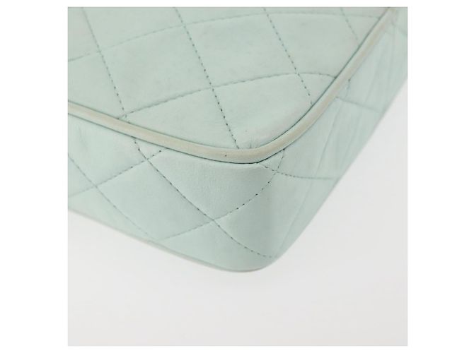 CHANEL Borsa a Spalla Matelassé in Pelle di Agnello Azzurro Chiaro Oro CC Auth bs29467 D'oro Blu chiaro - vista 15