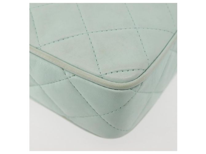 CHANEL Borsa a Spalla Matelassé in Pelle di Agnello Azzurro Chiaro Oro CC Auth bs29467 D'oro Blu chiaro - vista 17