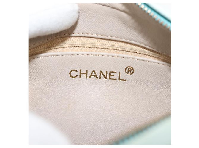 CHANEL Borsa a Spalla Matelassé in Pelle di Agnello Azzurro Chiaro Oro CC Auth bs29467 D'oro Blu chiaro - vista 20