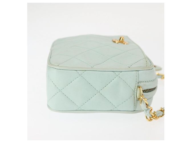 CHANEL Borsa a Spalla Matelassé in Pelle di Agnello Azzurro Chiaro Oro CC Auth bs29467 D'oro Blu chiaro - vista 3