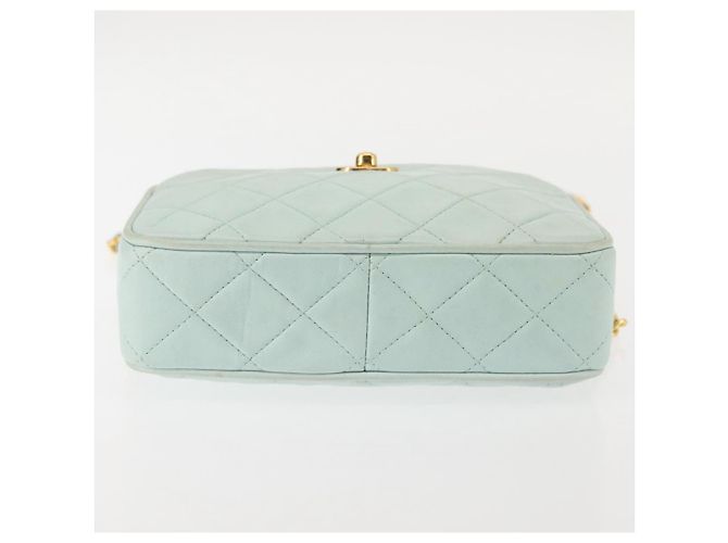 CHANEL Borsa a Spalla Matelassé in Pelle di Agnello Azzurro Chiaro Oro CC Auth bs29467 D'oro Blu chiaro - vista 5