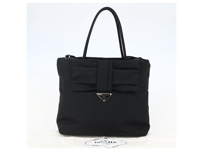 PRADA Borsa a Mano Nylon 2 in 1 Nero Argento Auth 139041V - vista 12
