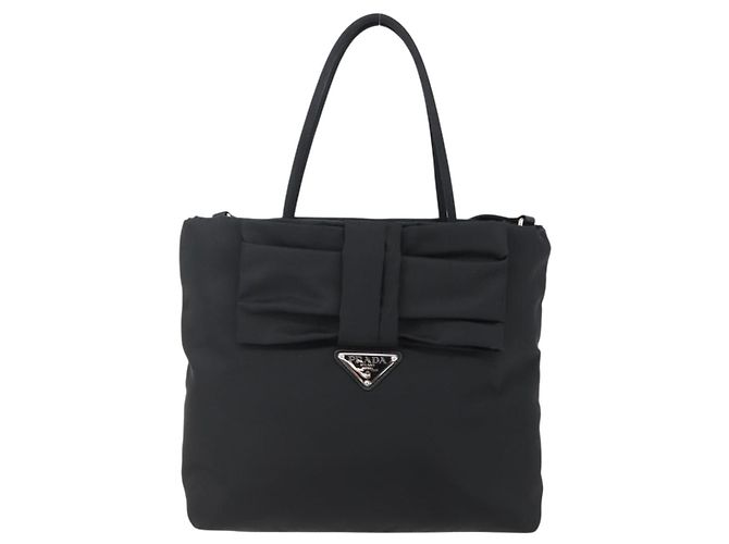 PRADA Borsa a Mano Nylon 2 in 1 Nero Argento Auth 139041V - vista 13