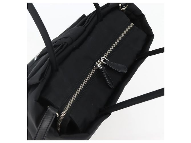 PRADA Borsa a Mano Nylon 2 in 1 Nero Argento Auth 139041V - vista 6