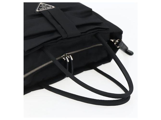 PRADA Borsa a Mano Nylon 2 in 1 Nero Argento Auth 139041V - vista 7