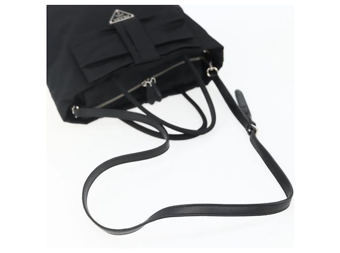 PRADA Borsa a Mano Nylon 2 in 1 Nero Argento Auth 139041V - vista 8