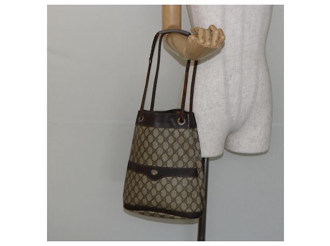 Gucci Borsa a Spalla GG Supreme PVC Beige Oro Auth 143238 D'oro - vista 20