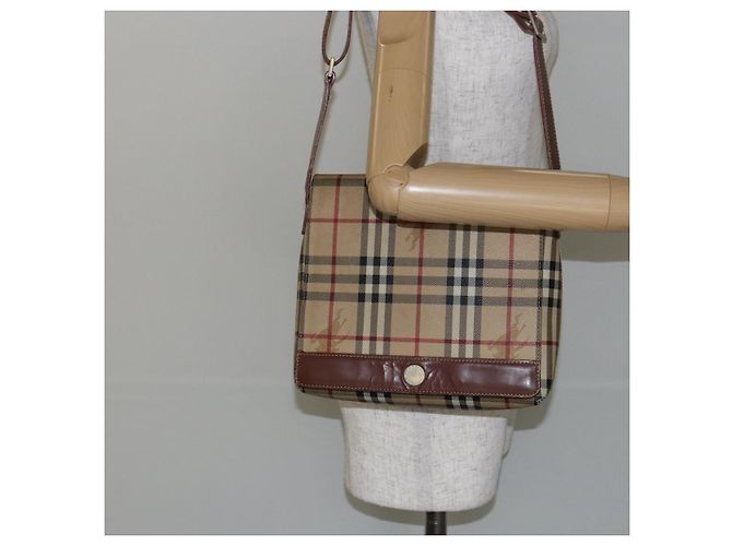 Borsa a Spalla Burberry Nova Check PVC Beige Auth 143199 - vista 22