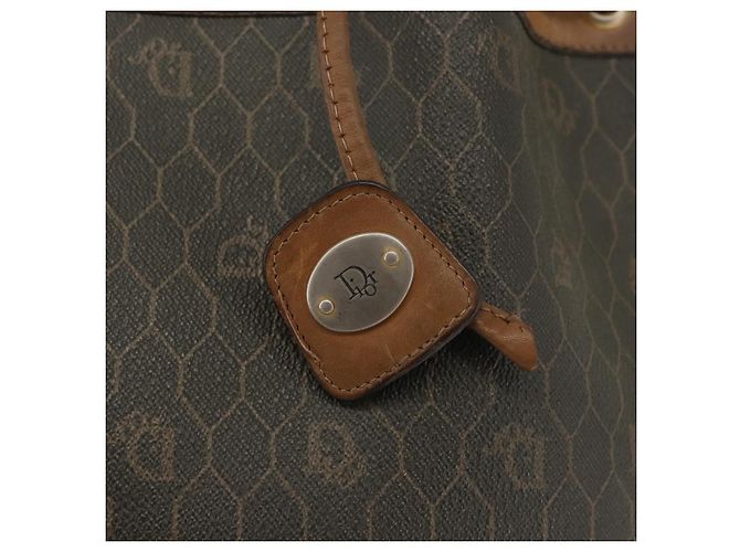 Borsa a spalla in tela a nido d'ape PVC nera e dorata Auth BA5823 Christian Dior Nero D'oro - vista 14