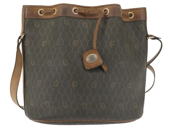 Borsa a spalla in tela a nido d'ape PVC nera e dorata Auth BA5823 Christian Dior Nero D'oro - vista 2