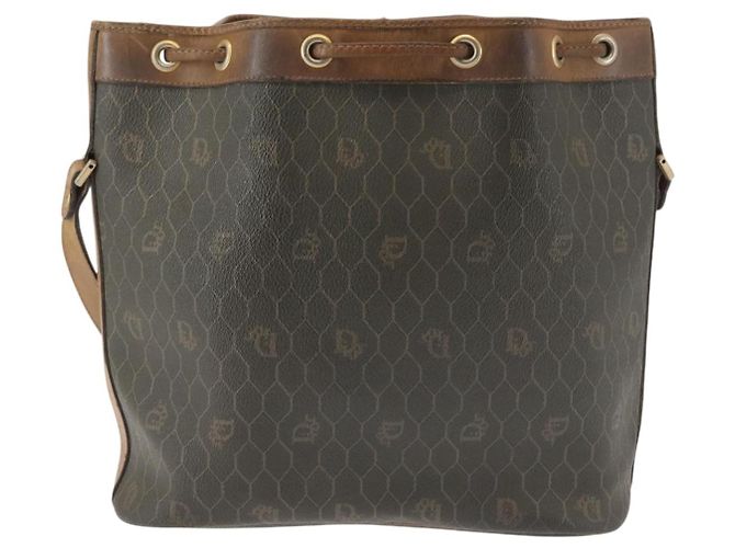 Borsa a spalla in tela a nido d'ape PVC nera e dorata Auth BA5823 Christian Dior Nero D'oro - vista 3