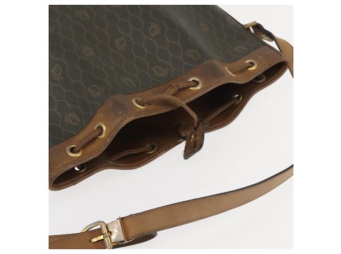 Borsa a spalla in tela a nido d'ape PVC nera e dorata Auth BA5823 Christian Dior Nero D'oro - vista 6