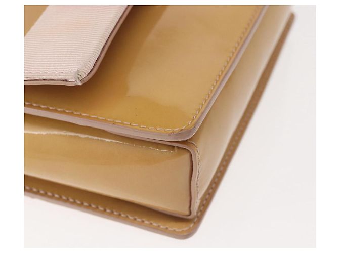 Borsa a Spalla Chain Vala Smalto Beige Argento Auth 143357 di Salvatore Ferragamo - vista 11