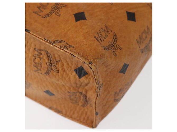 MCM Logogram Vicetos Bolso Clutch de Cuero PVC Marrón Dorado Auth am9102 - vista 10