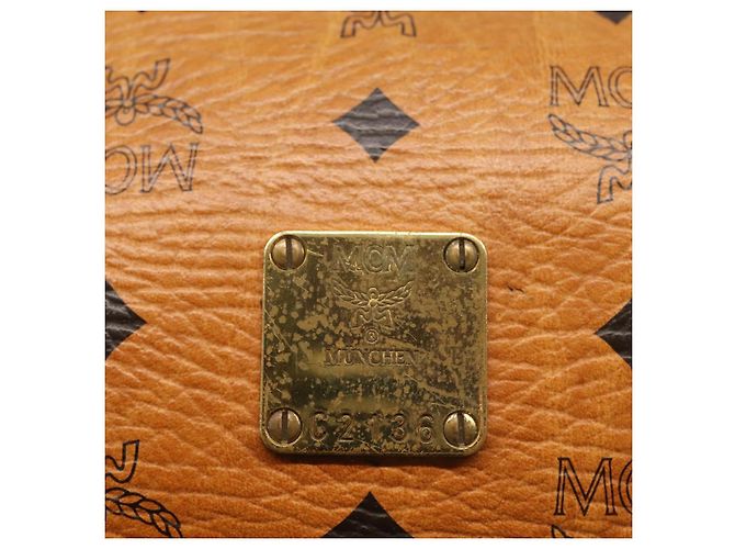 MCM Logogram Vicetos Bolso Clutch de Cuero PVC Marrón Dorado Auth am9102 - vista 13