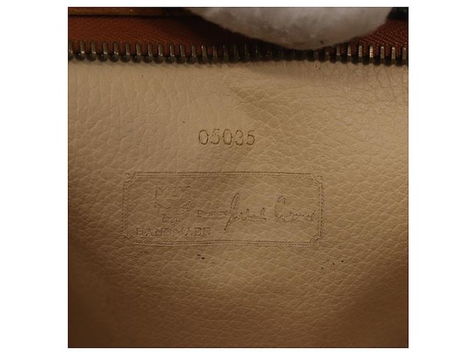 MCM Logogram Vicetos Bolso Clutch de Cuero PVC Marrón Dorado Auth am9102 - vista 14