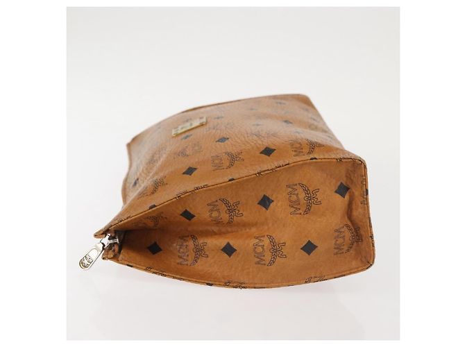 MCM Logogram Vicetos Bolso Clutch de Cuero PVC Marrón Dorado Auth am9102 - vista 5