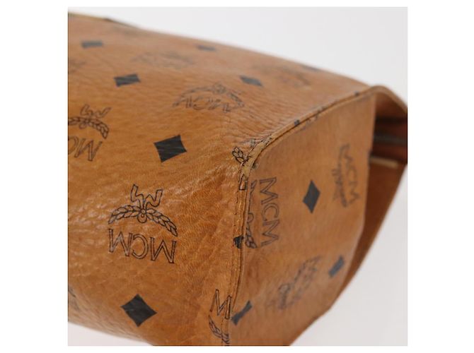 MCM Logogram Vicetos Bolso Clutch de Cuero PVC Marrón Dorado Auth am9102 - vista 9