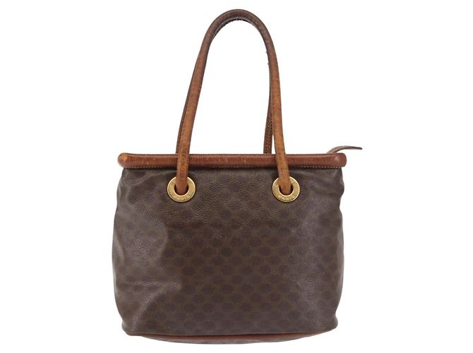 Céline Sac à main en toile Macadam CELINE en cuir PVC marron doré Auth 142839 - vue 13