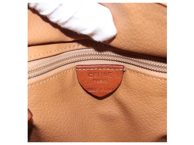 Céline Sac à main en toile Macadam CELINE en cuir PVC marron doré Auth 142839 - vue 18