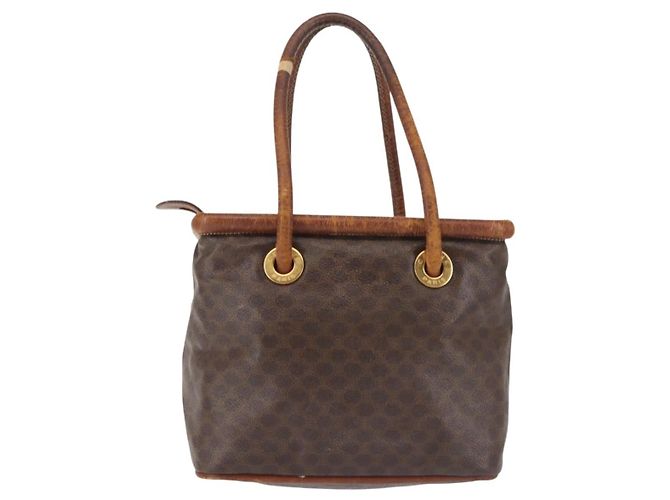 Céline Sac à main en toile Macadam CELINE en cuir PVC marron doré Auth 142839 - vue 2