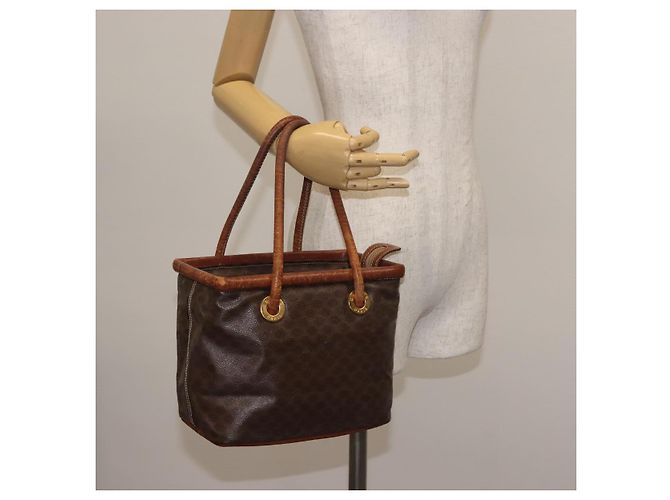 Céline Sac à main en toile Macadam CELINE en cuir PVC marron doré Auth 142839 - vue 22