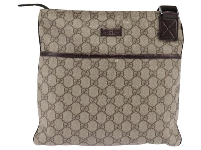 Borsa a spalla GG Supreme in PVC beige e argento di GUCCI 141626 Auth 144131 - vista 2