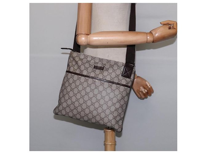 Borsa a spalla GG Supreme in PVC beige e argento di GUCCI 141626 Auth 144131 - vista 22