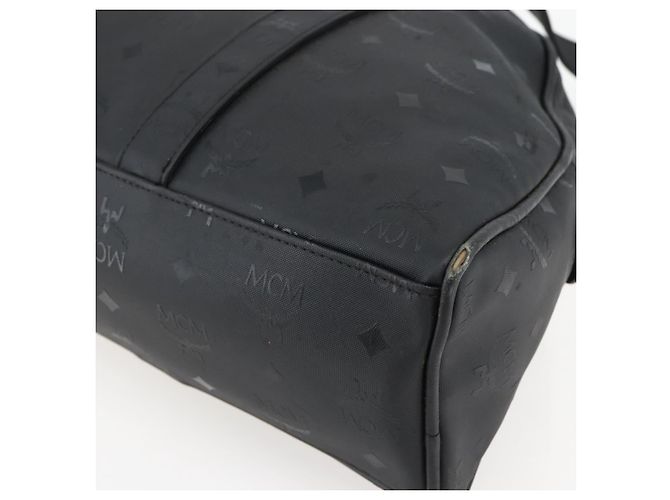 Bolsa de Ombro MCM Vicetos Logogram em Couro PVC Preto e Dourado Auth hk3093 - vista 10