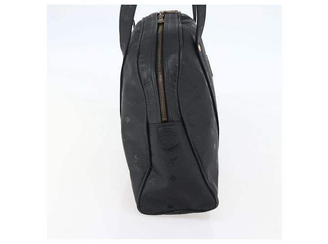 Bolsa de Ombro MCM Vicetos Logogram em Couro PVC Preto e Dourado Auth hk3093 - vista 4