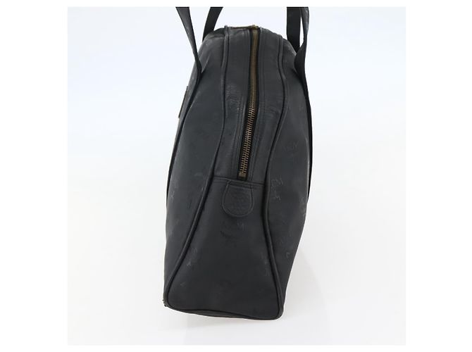Bolsa de Ombro MCM Vicetos Logogram em Couro PVC Preto e Dourado Auth hk3093 - vista 5