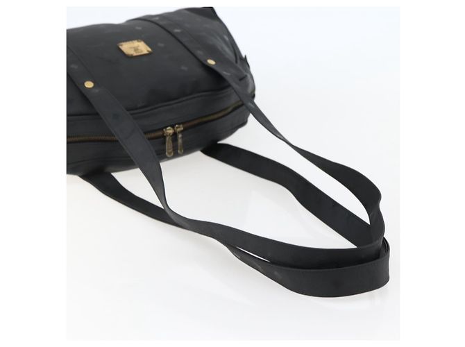 Bolsa de Ombro MCM Vicetos Logogram em Couro PVC Preto e Dourado Auth hk3093 - vista 7
