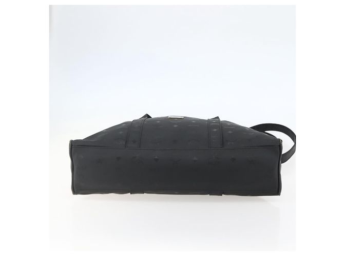 Bolsa de Ombro MCM Vicetos Logogram em Couro PVC Preto e Dourado Auth hk3093 - vista 9