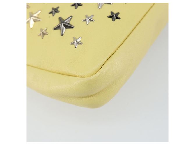 Borsa a mano in pelle Jimmy Choo Studs Clutch gialla argento Auth BA6189 Giallo - vista 14