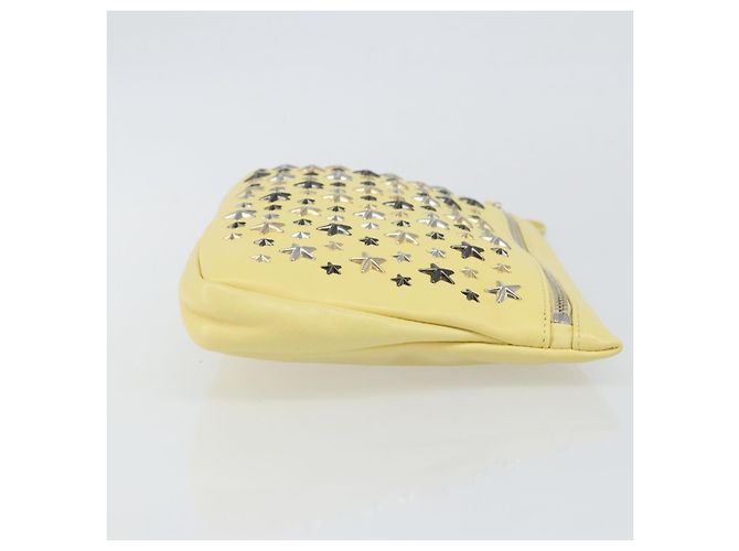 Borsa a mano in pelle Jimmy Choo Studs Clutch gialla argento Auth BA6189 Giallo - vista 3