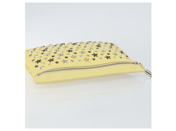 Borsa a mano in pelle Jimmy Choo Studs Clutch gialla argento Auth BA6189 Giallo - vista 5