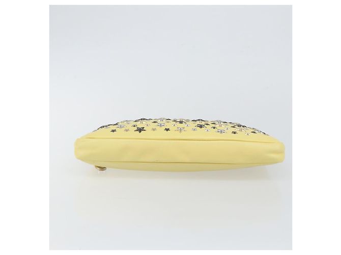 Borsa a mano in pelle Jimmy Choo Studs Clutch gialla argento Auth BA6189 Giallo - vista 6