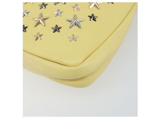Borsa a mano in pelle Jimmy Choo Studs Clutch gialla argento Auth BA6189 Giallo - vista 7
