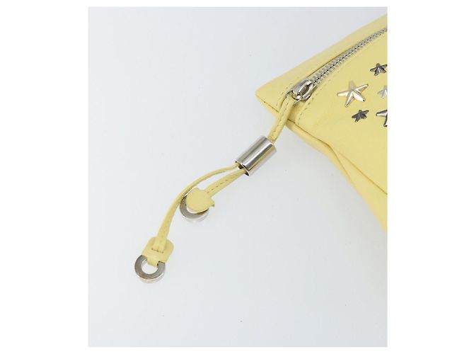 Borsa a mano in pelle Jimmy Choo Studs Clutch gialla argento Auth BA6189 Giallo - vista 8