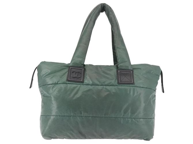 CHANEL Borsa Tote Cocoon Nylon Khaki Argento CC Auth 128925 Cachi - vista 2