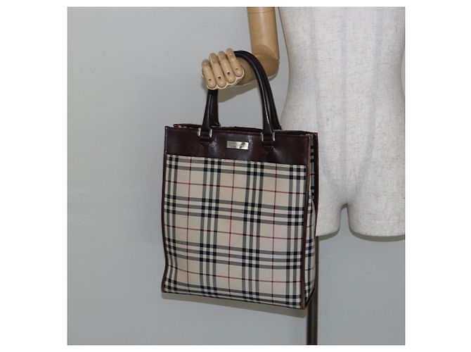 Burberry Nova Check Handtasche aus Canvas Beige Silber Authentisch th6326 - Ansicht 21